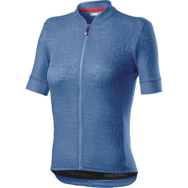 Promessa Jacquard Radtrikot Damen kurzarm blau (agate blue)
