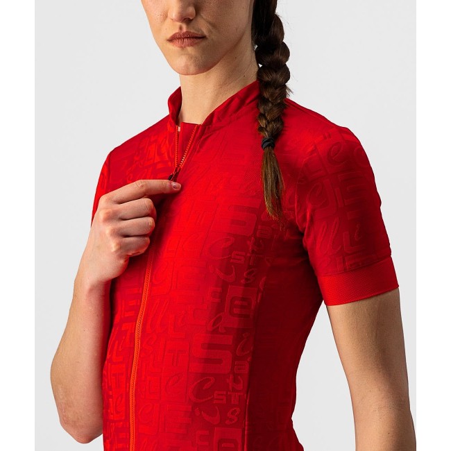 Promessa Jacquard Radtrikot Damen kurzarm rot Promessa Jacquard Radtrikot Damen kurzarm rot