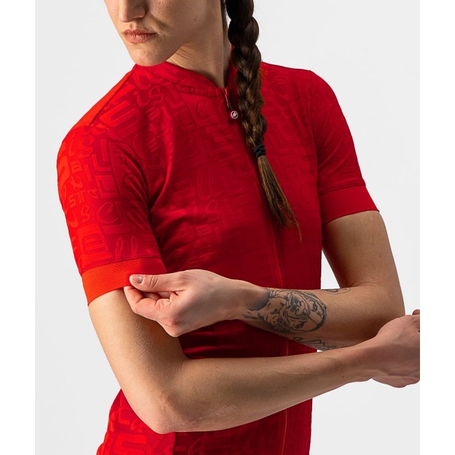 Promessa Jacquard Radtrikot Damen kurzarm rot Promessa Jacquard Radtrikot Damen kurzarm rot