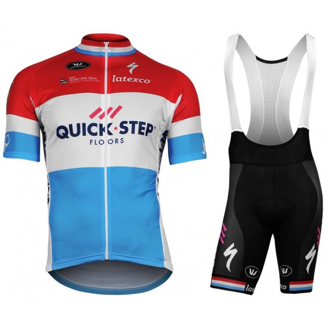 2017-2018 QUICK-STEP FLOORS Champion von Luxemburg Fahrradbekleidung Satz Fahrradtrikot Kurzarm Trikot und Kurz Tr Radtrikot Kaufen