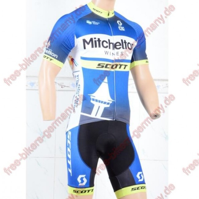 Profiteam 2018 Mitchelton Scott blau Fahrradbekleidung Trikot Kurzarm Radtrikot Kaufen