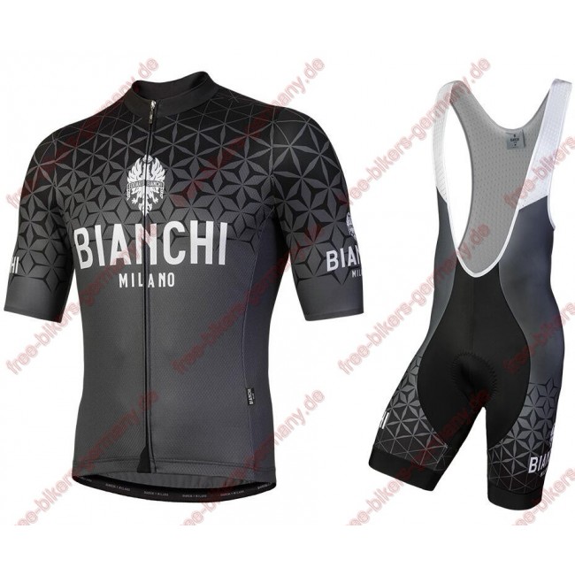 Profiteam 2018 Bianchi Milano schwarz Radbekleidung Satz Trikot Kurzarm+Trägerhosen Sets Radtrikot Kaufen