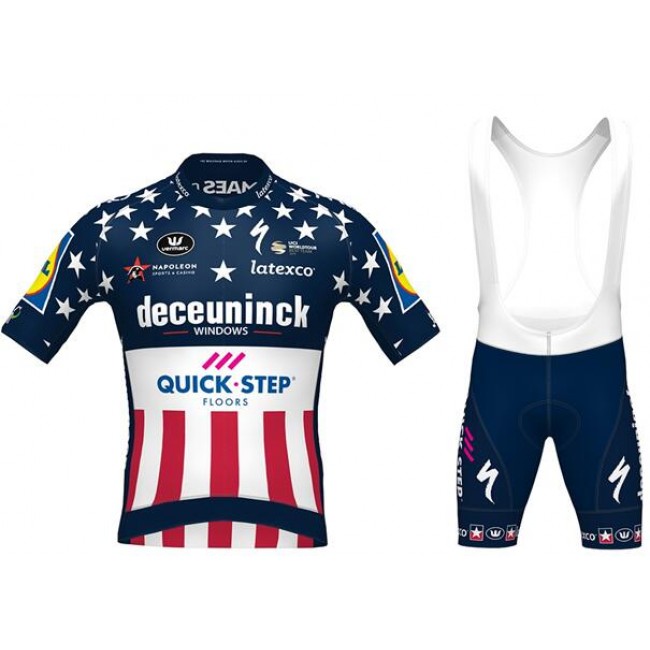 Fahrradbekleidung Radsport 2020 DECEUNINCK QUICK-STEP USA Zeitfahrmeister Radbekleidung Satz Trikot Kurzarm+Trägerhos Radtrikot Kaufen