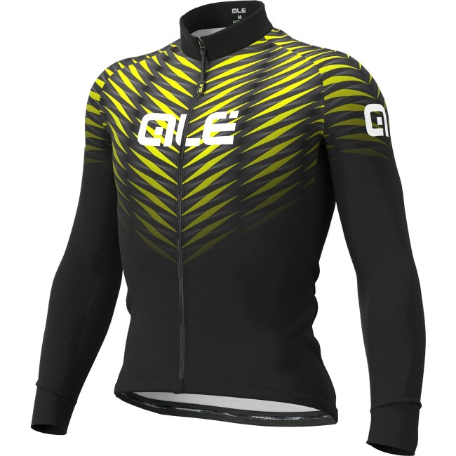 Übergröße ALE THORN Radtrikot langarm schwarz/neongelb
