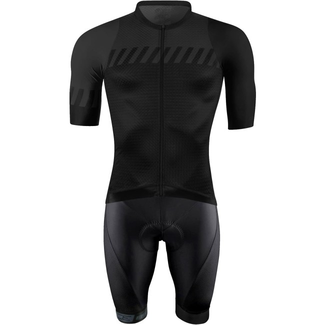 FASHION Radsport-Set (Radtrikot langer RV+Trägerhose) schwarz