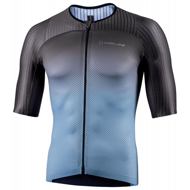 Ergo Fit Jersey Radtrikot kurzarm grau/blau