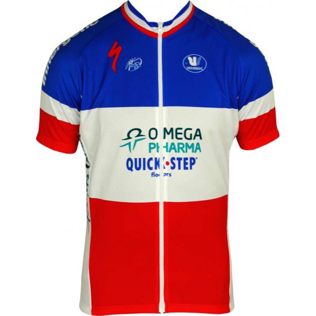 OMEGA PHARMA-QUICKSTEP Französischer Zeitfahrmeister 2012/13 Radsport-Profi-Team-Kurzarmtrikot mit langem Reißverschluss
