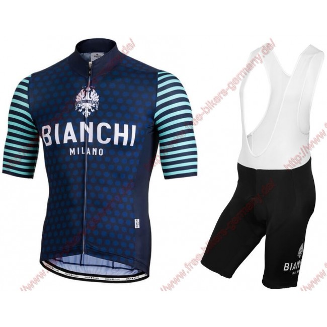 Profiteams BIANCHI MILANO Davoli blue Radbekleidung Satz Trikot Kurzarm+Trägerhosen Se Radtrikot Kaufen