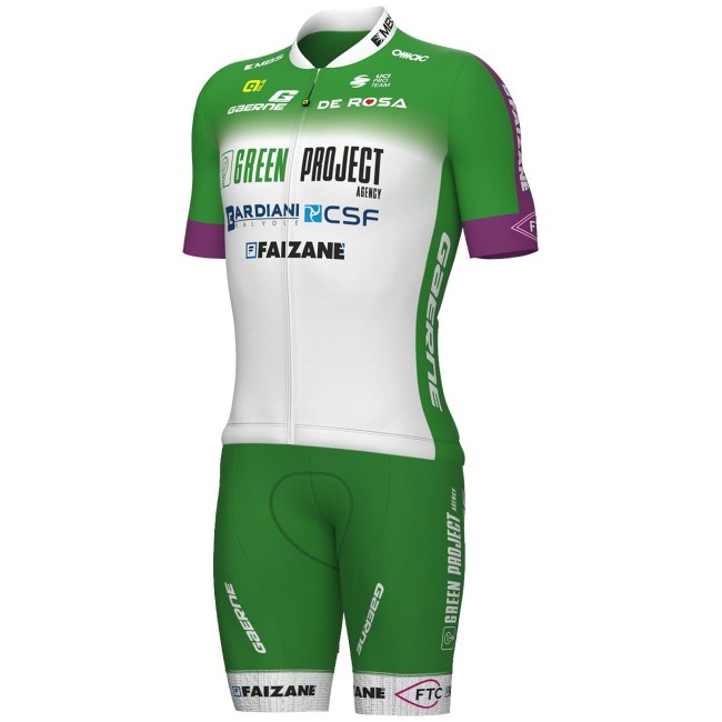 Green Project-Bardiani Csf-Faizane' 2023 Set(Radtrikot langer RV+Trägerhose)-ALE Radsport-Profi-Team Radtrikot Kaufen