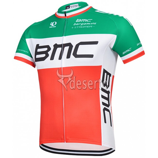 2015 BMC Radtrikot Kurzarm Rot und Grün Radtrikot Kaufen
