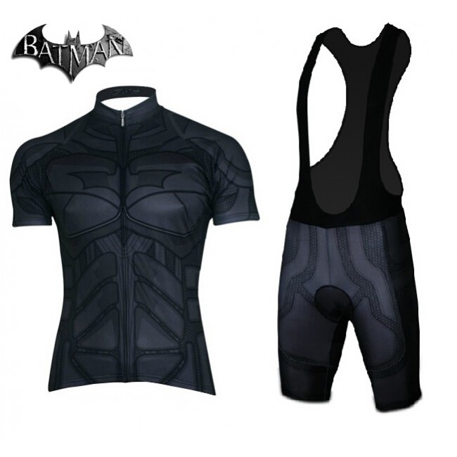 2015 Bat-Man Fahrradbekleidung Satz Fahrradtrikot Kurzarm Trikot und Kurz Trägerhose schwarz Radtrikot Kaufen