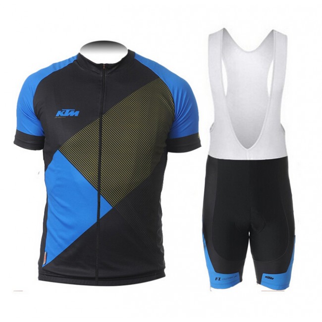 2015 KTM Fahrradbekleidung Satz Fahrradtrikot Kurzarm Trikot und Kurz Trägerhose blau Radtrikot Kaufen