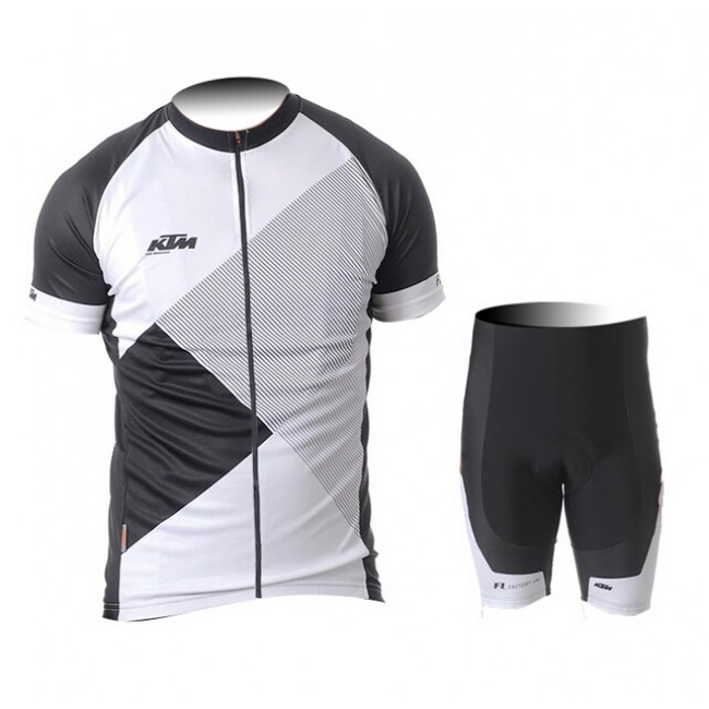 2015 KTM Radbekleidung Radtrikot Kurzarm und Fahrradhosen Kurz schwarz Weiß Radtrikot Kaufen