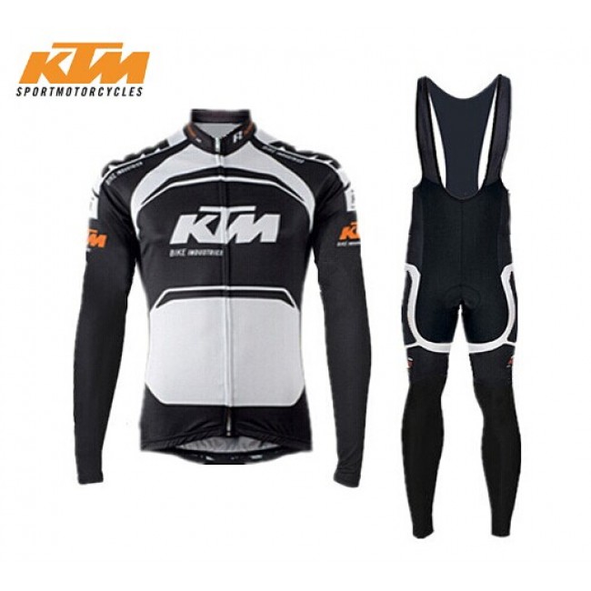 2015 KTM Fahrradbekleidung Radtrikot Satz Langarm und Lange Trägerhose Radtrikot Kaufen
