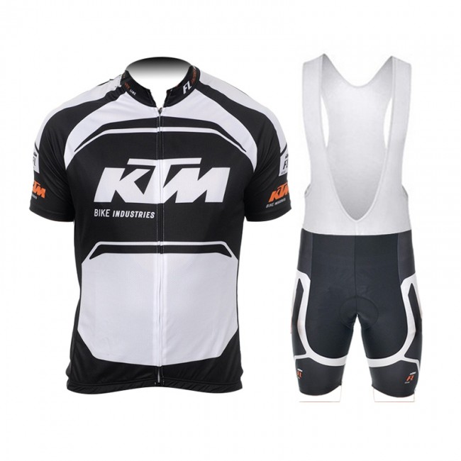 2015 KTM Proteam Schwarz Weiß Fahrradbekleidung Satz Fahrradtrikot Kurzarm Trikot und Kurz Trägerhose Radtrikot Kaufen