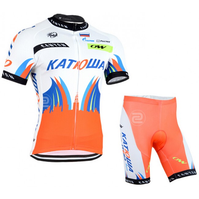 2015 Katusha Radbekleidung Radtrikot Kurzarm und Fahrradhosen Kurz punainen Radtrikot Kaufen