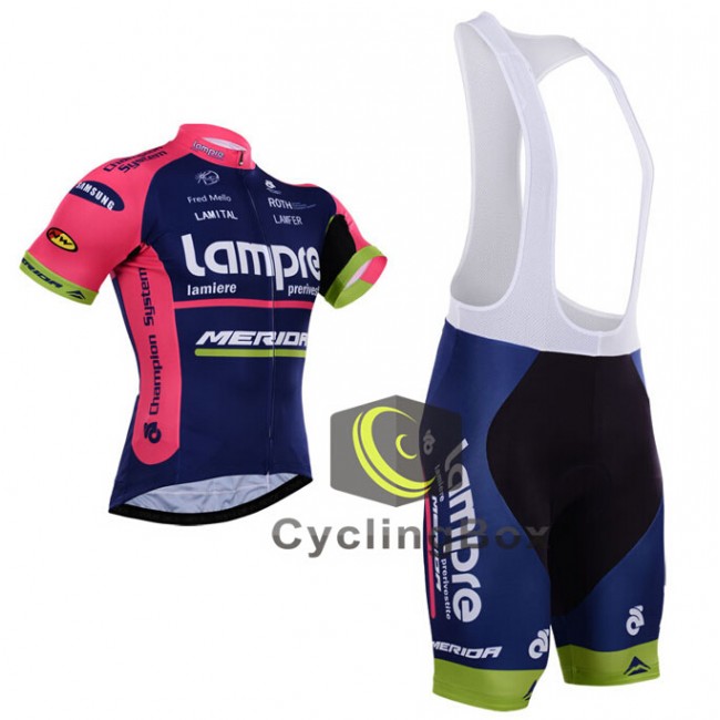 2015 Lampre Merida Fahrradbekleidung Satz Fahrradtrikot Kurzarm Trikot und Kurz Trägerhose Radtrikot Kaufen