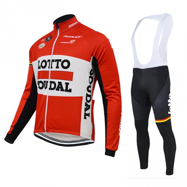 2015 Lotto Soudal Fahrradbekleidung Radtrikot Satz Langarm und Lange Trägerhose Radtrikot Kaufen