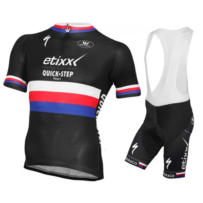 Etixx Quick-Step Champion Tsjechisch 2015 Fahrradbekleidung Satz Fahrradtrikot Kurzarm Trikot und Kurz Trägerhose Radtrikot Kaufen