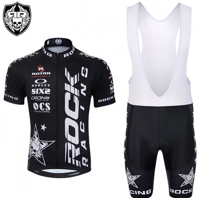 2015 Rock Racing schwarz Fahrradbekleidung Satz Fahrradtrikot Kurzarm Trikot und Kurz Trägerhose Radtrikot Kaufen
