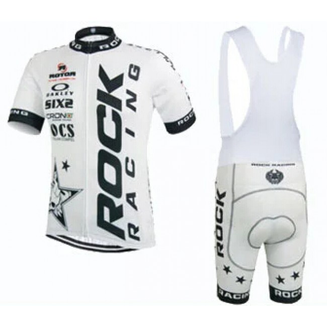2015 Rock Racing Weiß Fahrradbekleidung Satz Fahrradtrikot Kurzarm Trikot und Kurz Trägerhose Radtrikot Kaufen