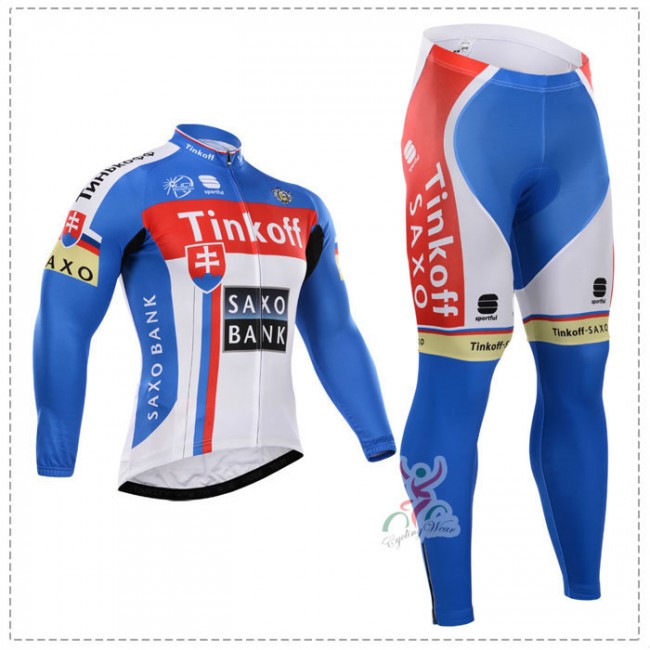 2015 Saxo bank tinkoff Fahrradbekleidung Radtrikot Satz Langarm und Lange Fahrradhose Radtrikot Kaufen