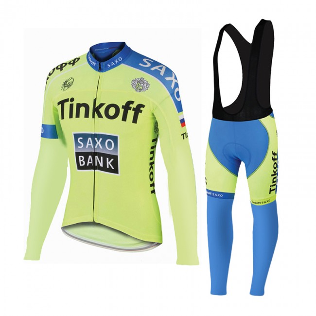 2015 Saxo bank Tionkff Fahrradbekleidung Radtrikot Satz Langarm und Lange Trägerhose Radtrikot Kaufen