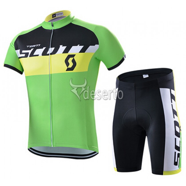 2015 Scott Radbekleidung Radtrikot Kurzarm und Fahrradhosen Kurz Grün Radtrikot Kaufen