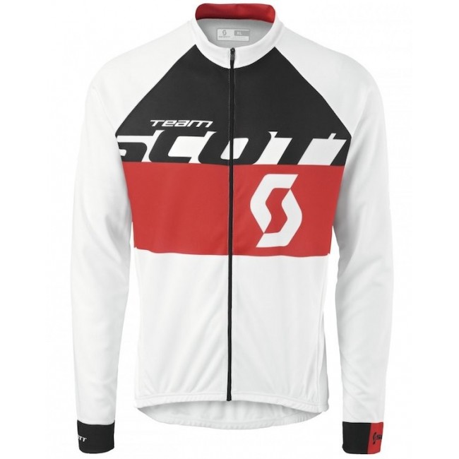 2015 Team Scott Weiß/Schwarz/Rot Radtrikot Langarm Radtrikot Kaufen