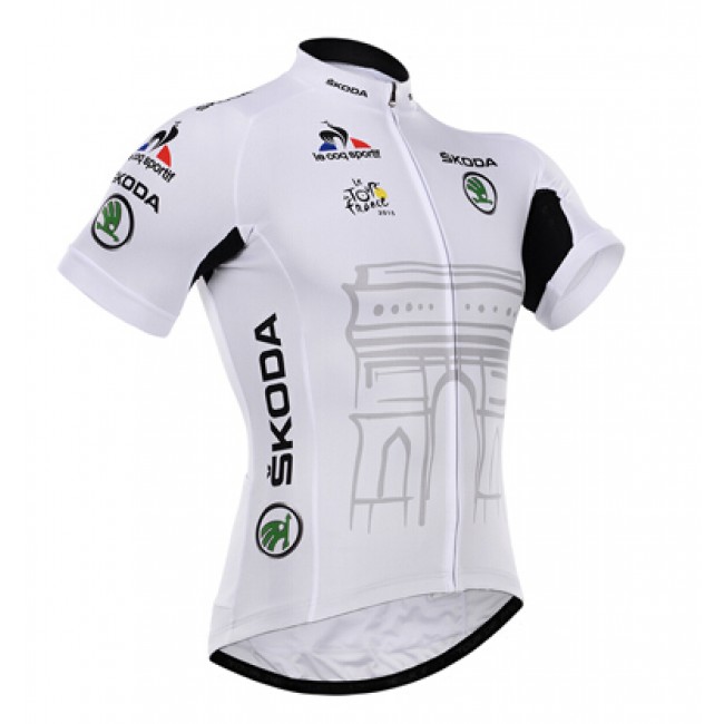 2015 Tour De France Radtrikot Kurzarm Weiß Radtrikot Kaufen