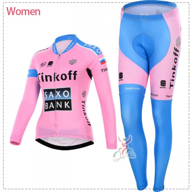 2015 Tinkoff saxo bank Damen Cycling Fahrradbekleidung Radtrikot Satz Langarm und Lange Fahrradhose Radtrikot Kaufen