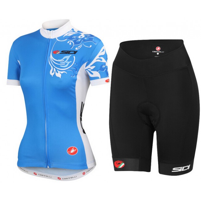 2015 SIDI Damen blau Radbekleidung Radtrikot Kurzarm und Fahrradhosen Kurz Radtrikot Kaufen