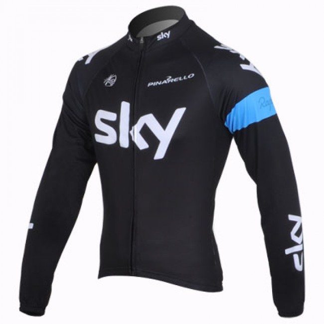 2013 Team Sky Fahrradtrikot Langarm Schwarz Blau Radtrikot Kaufen