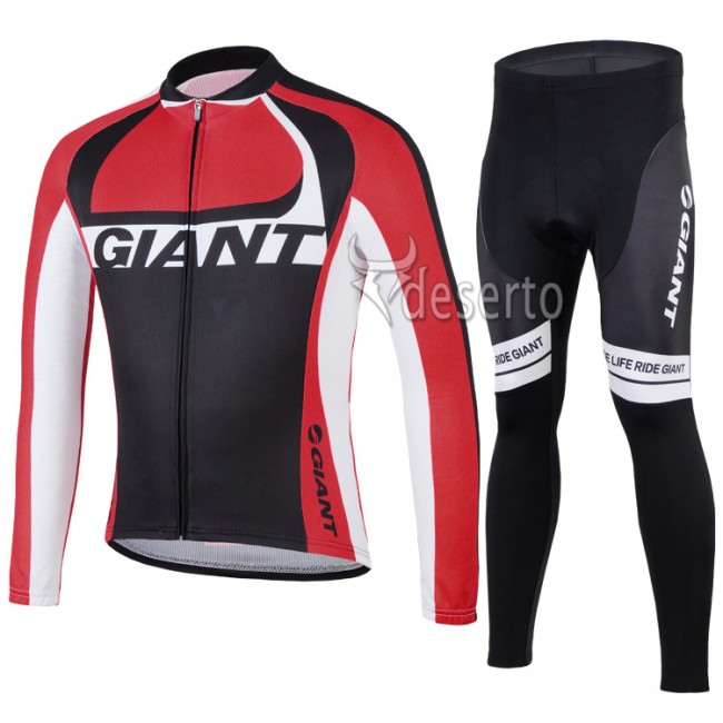 2014 Giant Radbekleidung Satz Fahrradtrikot Langarm und Lang Radhose Rot Radtrikot Kaufen