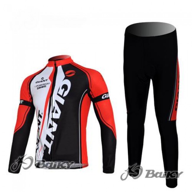 Giant Sram Pro Team Radbekleidung Satz Fahrradtrikot Langarm und Lang Radhose Rot Weiß Schwarz Radtrikot Kaufen