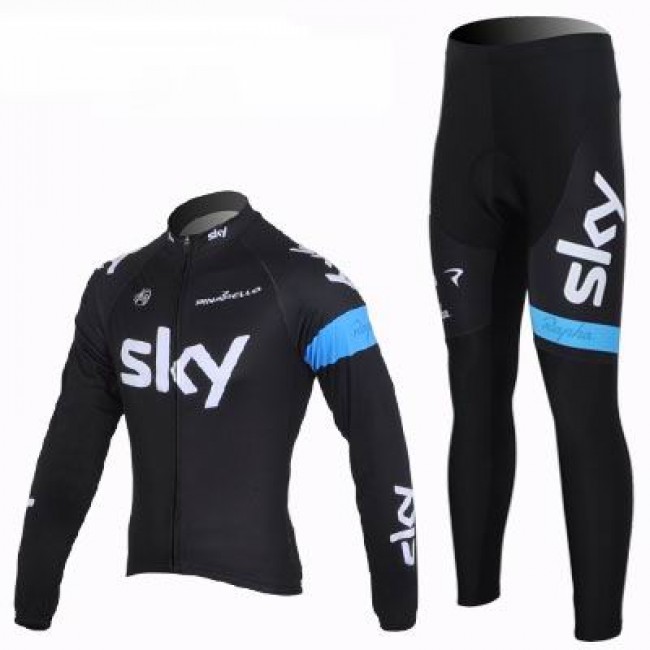 2013 Team Sky Radbekleidung Satz Fahrradtrikot Langarm und Lang Radhose Schwarz Blau Radtrikot Kaufen