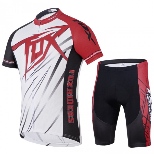 2014 Fox Bike Team Radbekleidung Radtrikot Kurzarm und Fahrradhosen Kurz Weiß Rot Radtrikot Kaufen