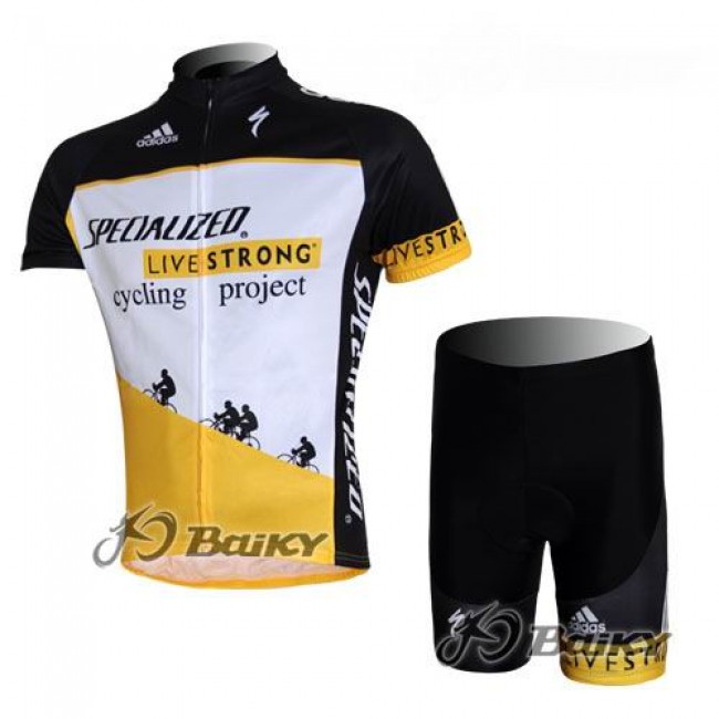 Specialized Livestrong Radbekleidung Radtrikot Kurzarm und Fahrradhosen Kurz Weiß Gelb Radtrikot Kaufen