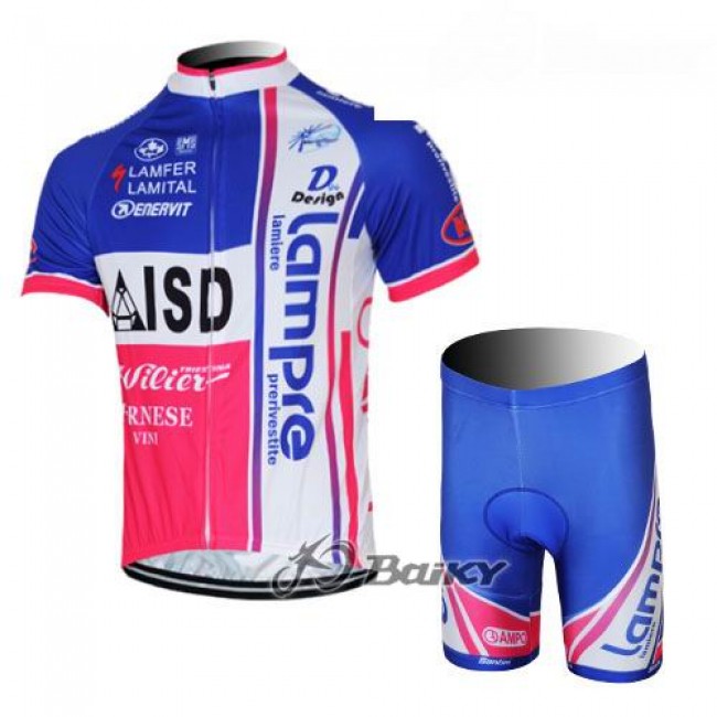 2012 Lampre ISD Radbekleidung Radtrikot Kurzarm und Fahrradhosen Kurz Weiß Blau Rosa Radtrikot Kaufen