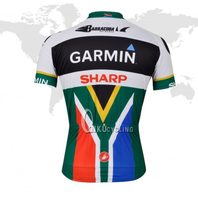 2013 Garmin Sharp Barracuda Südafrika Champion Radtrikot Kurzarm Schwarz Grün Radtrikot Kaufen