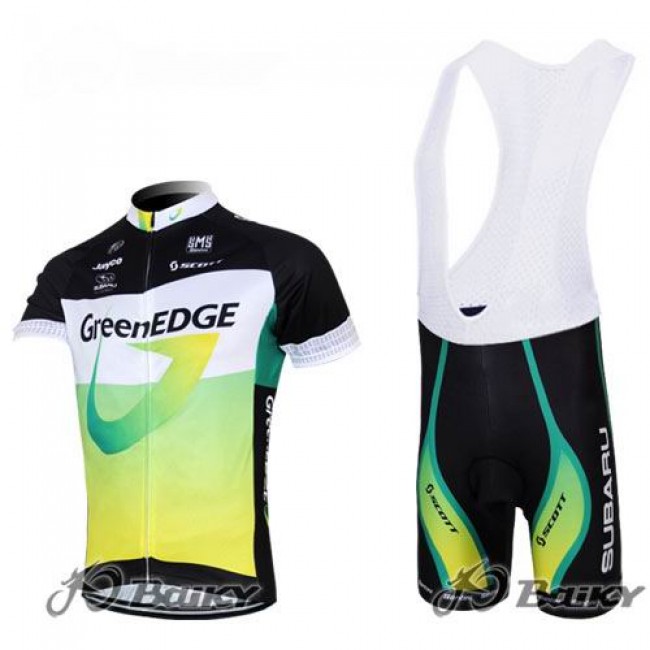 2012 Green Edge Fahrradbekleidung Satz Fahrradtrikot Kurzarm Trikot und Kurz Trägerhose Grün Radtrikot Kaufen