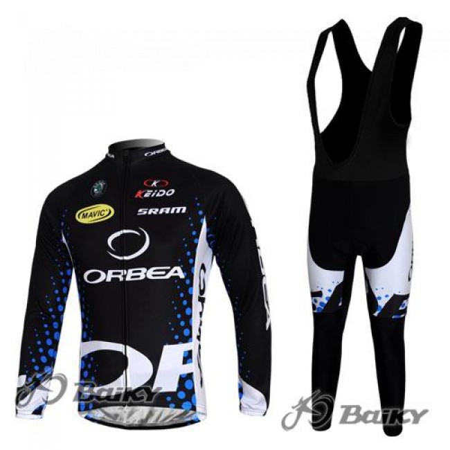 Orbea Pro Team Fahrradbekleidung Radtrikot Satz Langarm und Lange Trägerhose Schwarz Blau Radtrikot Kaufen