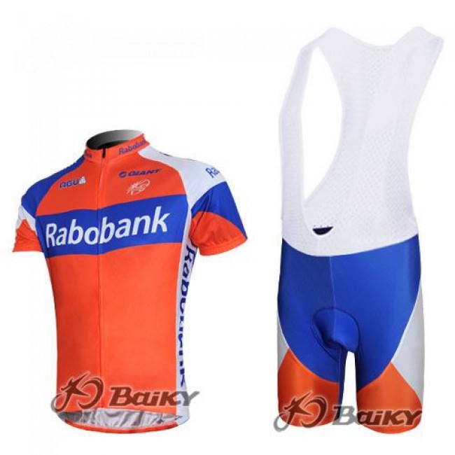 Rabobank Pro Team Fahrradbekleidung Satz Fahrradtrikot Kurzarm Trikot und Kurz Trägerhose Orange Blau Radtrikot Kaufen