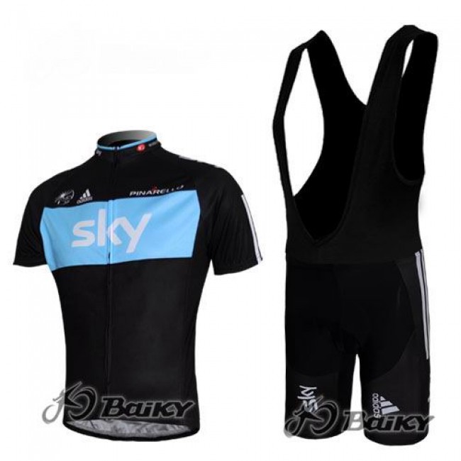 SKY Pro Team Fahrradbekleidung Satz Fahrradtrikot Kurzarm Trikot und Kurz Trägerhose Schwarz Blau Radtrikot Kaufen