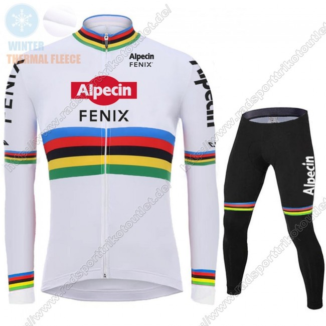 Profiteams Winter 2021 Alpecin Fenix World Champion Weiß Radsport Fahrradbekleidung Trikot Langarm+Lang Trägerho Radtrikot Kaufen