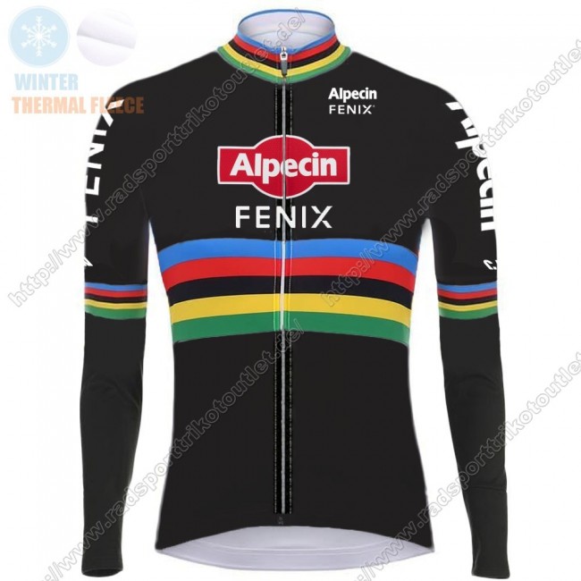 Profiteams Winter 2021 Alpecin Fenix World Champion Schwarz Radsport Trikot Langarm NLQHS Radtrikot Kaufen