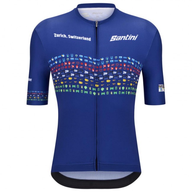 Herren Zurich 2024 Santini UCI Masters Weltmeister trikot-Blau Radtrikot Kaufen