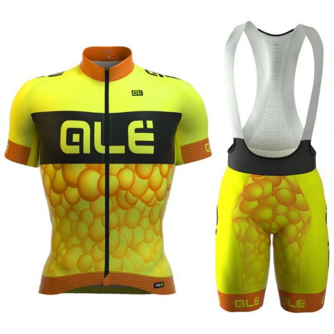 2016 Ale Graphics PRR New Bubbles gelbs Fluo Fahrradbekleidung Satz Fahrradtrikot Kurzarm Trikot und Kurz Trägerhose Radtrikot Kaufen