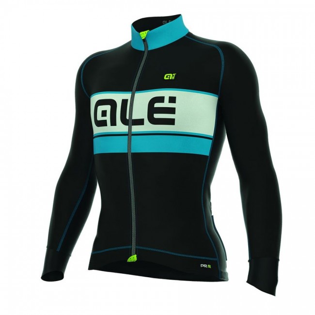 2016 ALE BERING Radtrikot Langarm-Schwarz LIGHT BLAU Radtrikot Kaufen