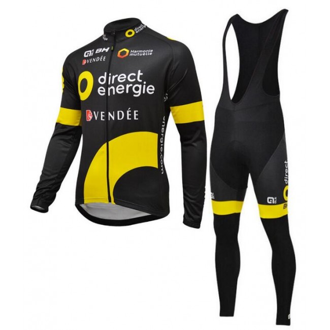 2016 Direct Energie Fahrradbekleidung Radtrikot Satz Langarm und Lange Trägerhose Radtrikot Kaufen